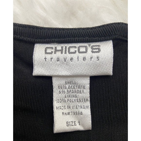 Chico’s Travelers Size 3 XL Layered Black Long Sleeve Slinky Knit Pullover Top - Picture 4 of 4